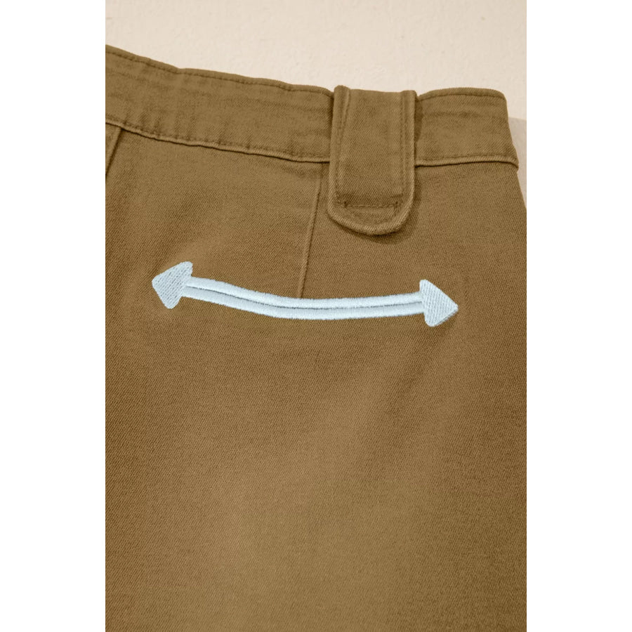 Contrast Arrow Detail Western Denim Shorts Apparel and Accessories