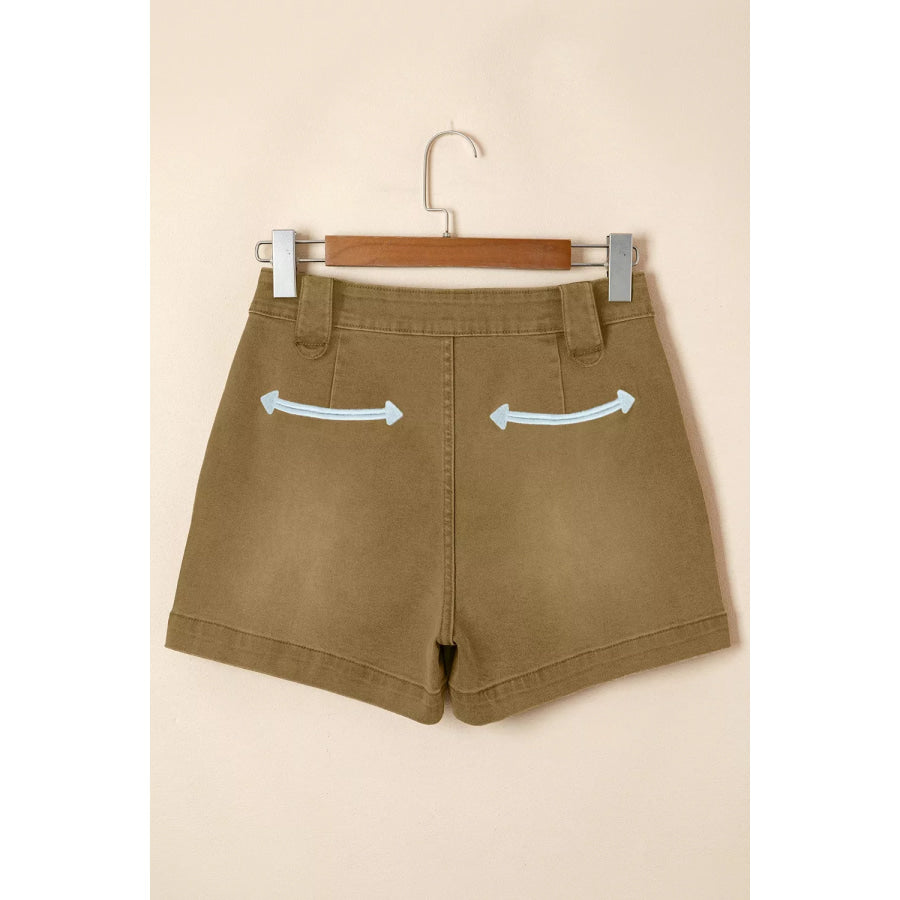 Contrast Arrow Detail Western Denim Shorts Apparel and Accessories