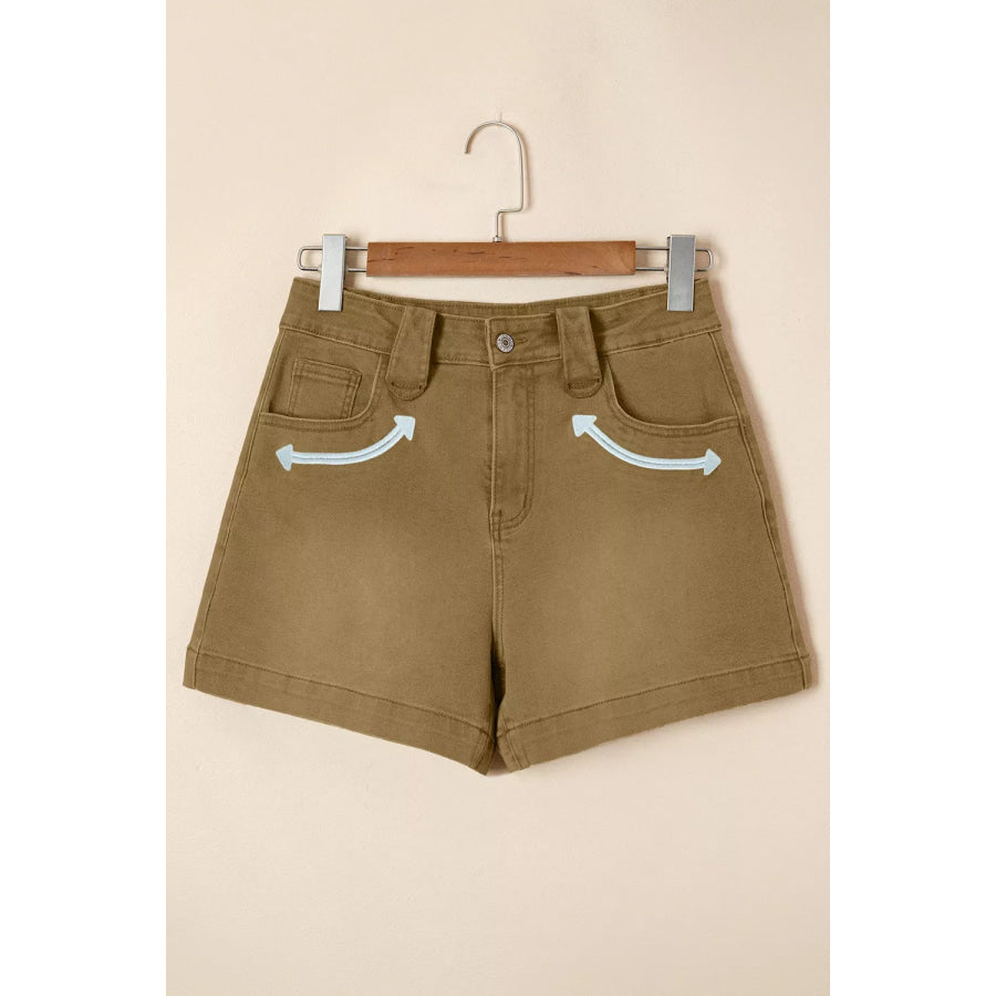 Contrast Arrow Detail Western Denim Shorts Apparel and Accessories