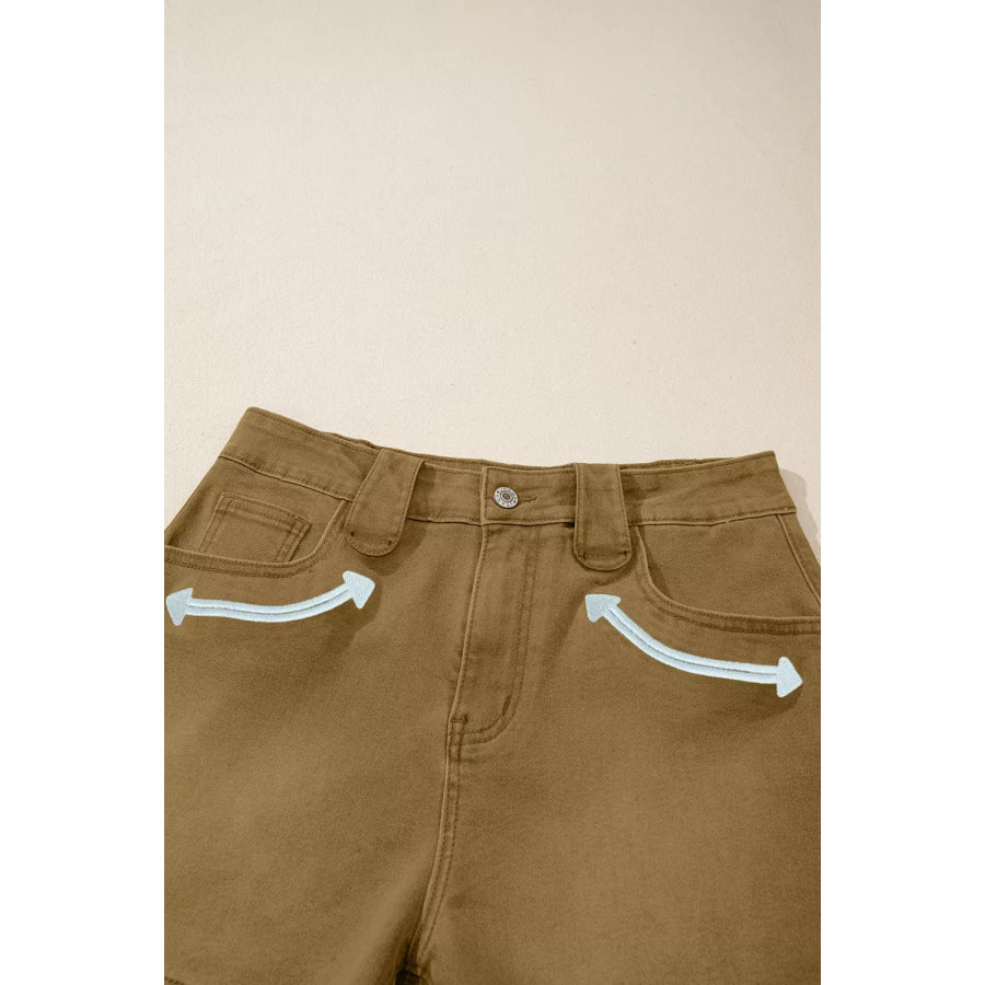 Contrast Arrow Detail Western Denim Shorts Apparel and Accessories