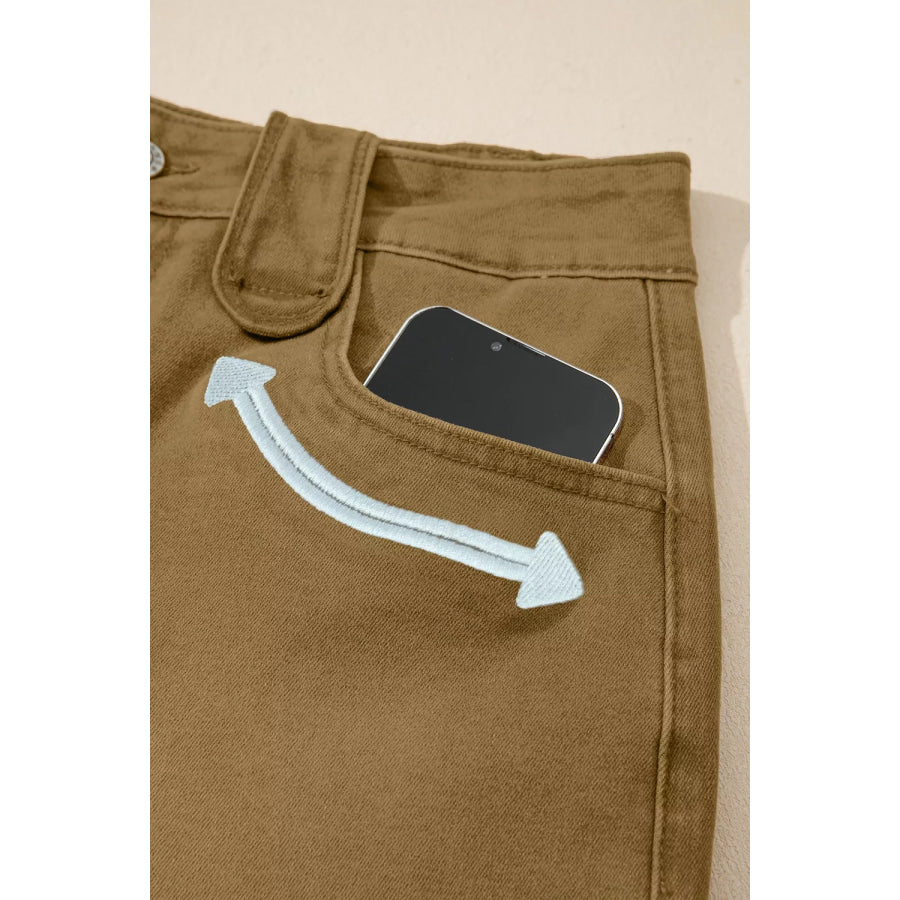Contrast Arrow Detail Western Denim Shorts Apparel and Accessories
