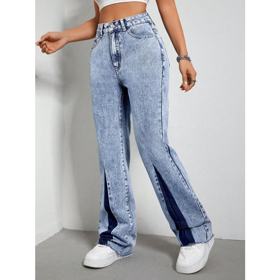 Contrast Bootcut Jeans with Pockets Light / XS Apparel and Accessories