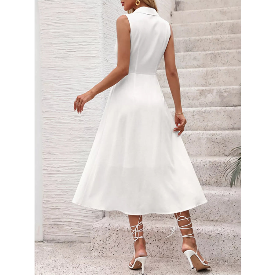 Contrast Bow Sleeveless Shirt Dress Apparel and Accessories