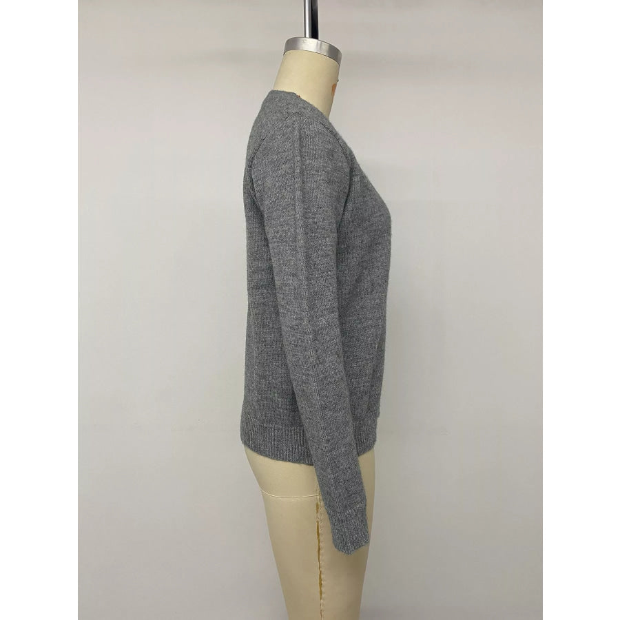 Contrast Button Long Sleeve Cardigan Apparel and Accessories