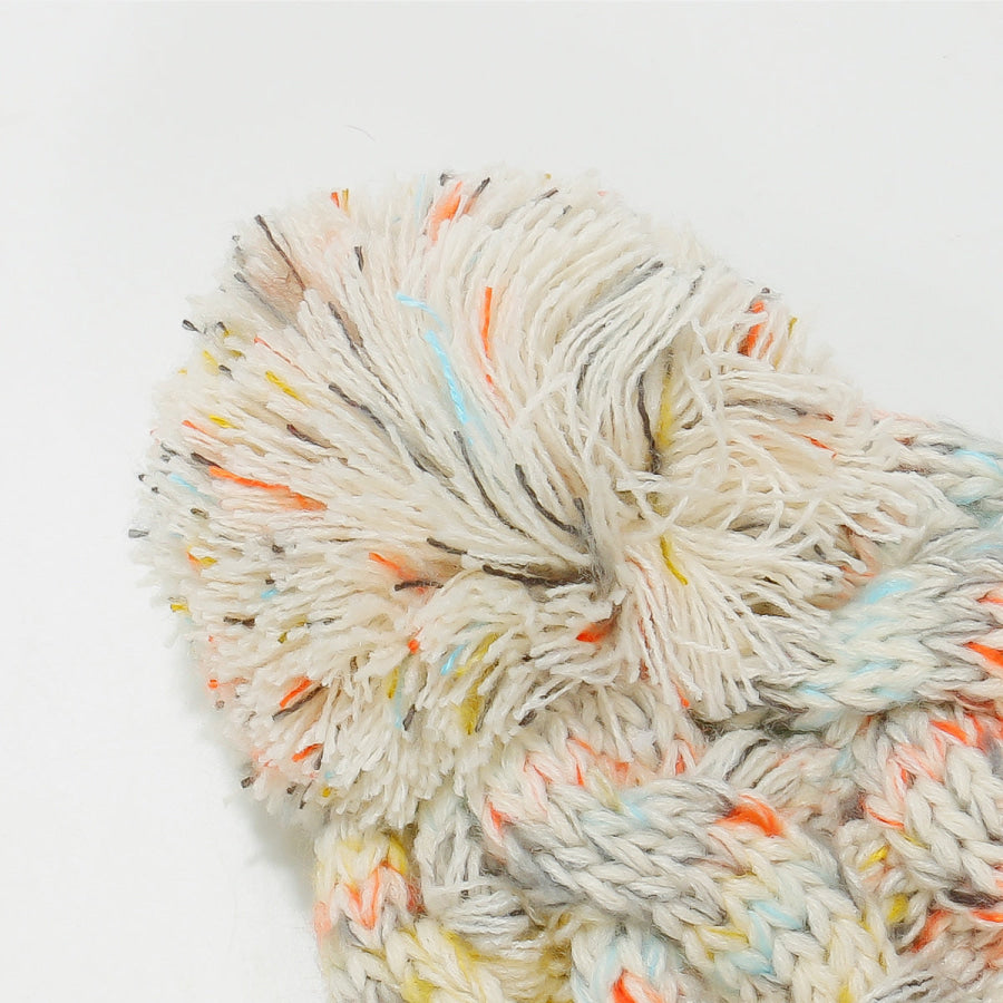 Contrast Cable-Knit Hat with Pompom Apparel and Accessories