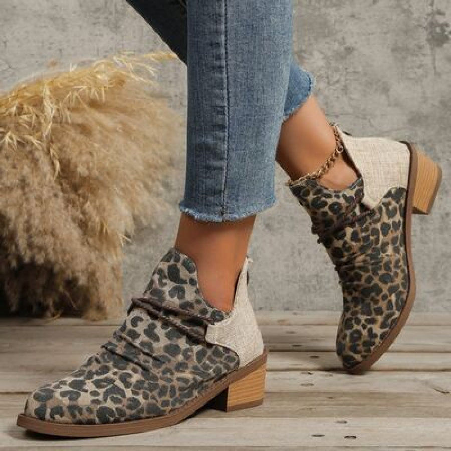 Contrast Canvas Low Heel Boots Apparel and Accessories