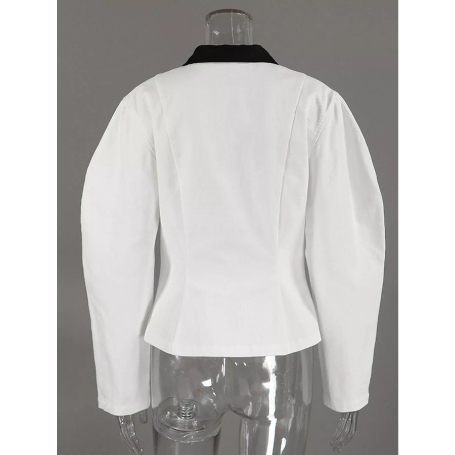 Contrast Collar Zip-Up Jacket Apparel and Accessories