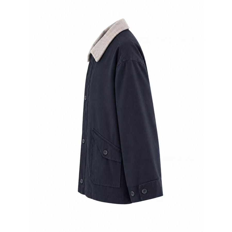 Contrast Corduroy Collar Button Up Jacket Apparel and Accessories