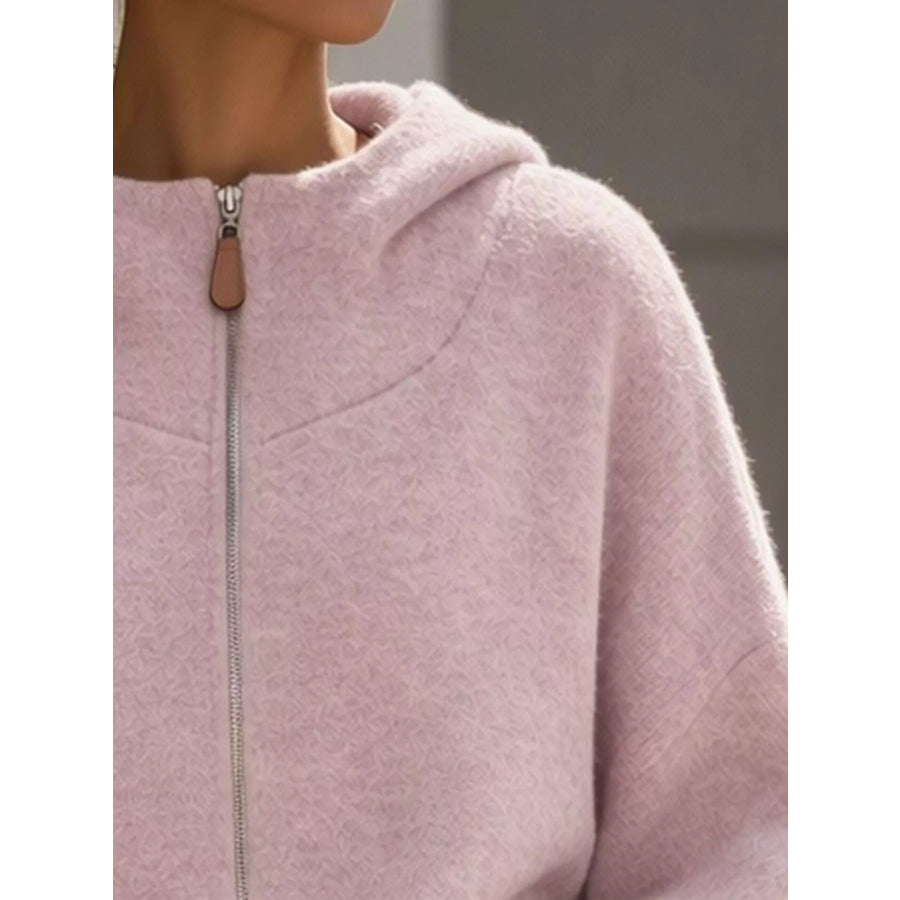 Contrast Denim Pockets Hooded Cardigan Apparel and Accessories