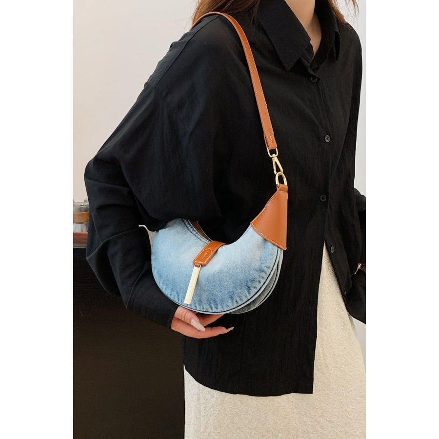 Contrast Denim Shoulder Bag Apparel and Accessories