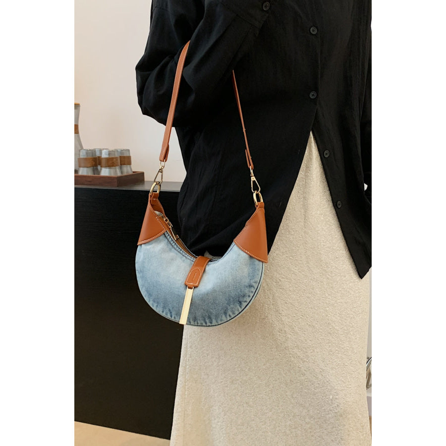 Contrast Denim Shoulder Bag Apparel and Accessories