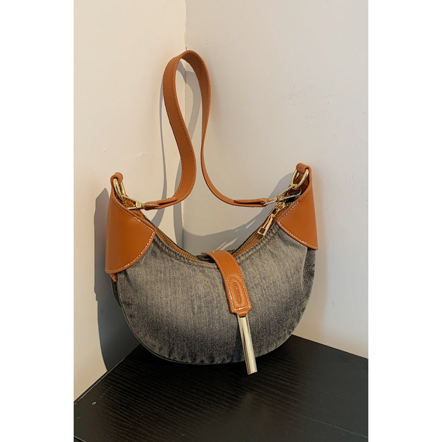 Contrast Denim Shoulder Bag Apparel and Accessories