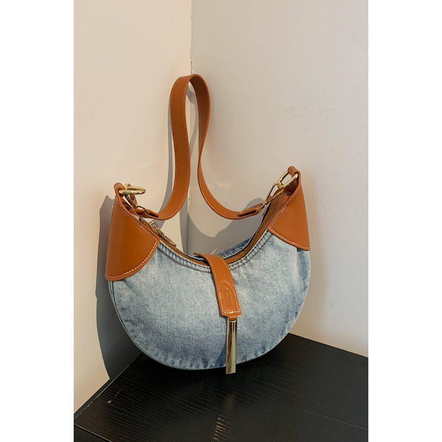 Contrast Denim Shoulder Bag Apparel and Accessories