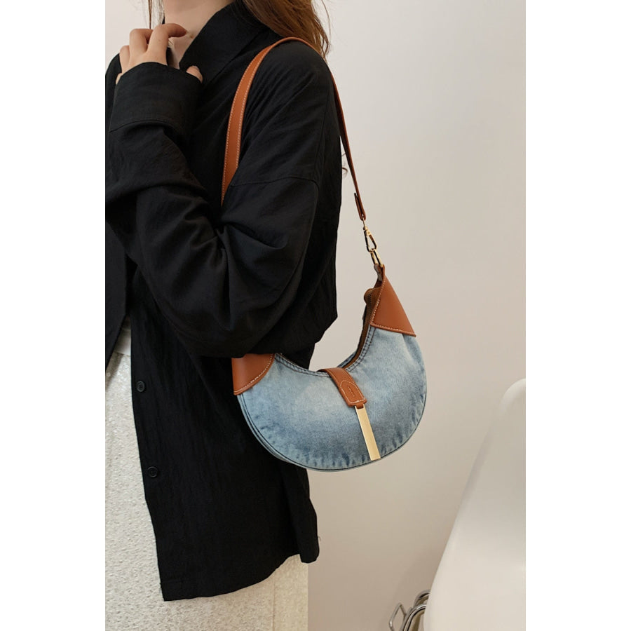 Contrast Denim Shoulder Bag Apparel and Accessories