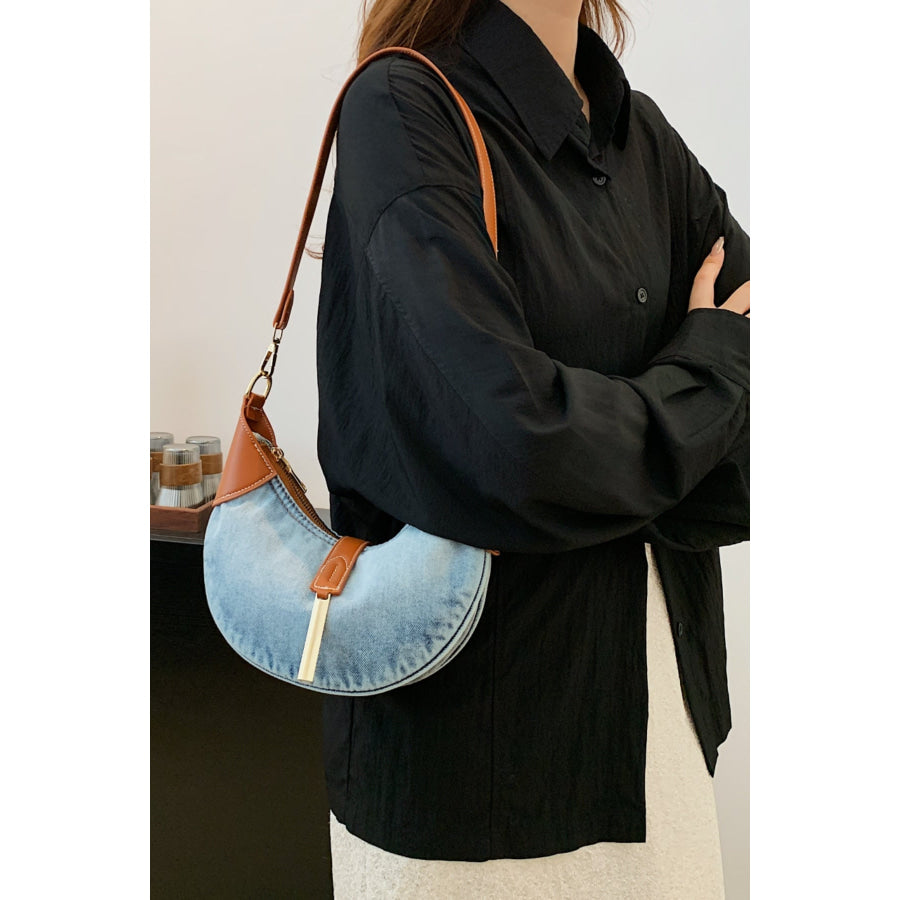 Contrast Denim Shoulder Bag Apparel and Accessories