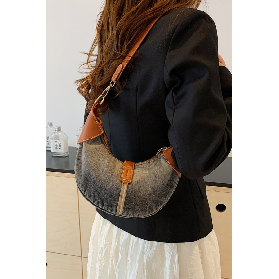 Contrast Denim Shoulder Bag Apparel and Accessories