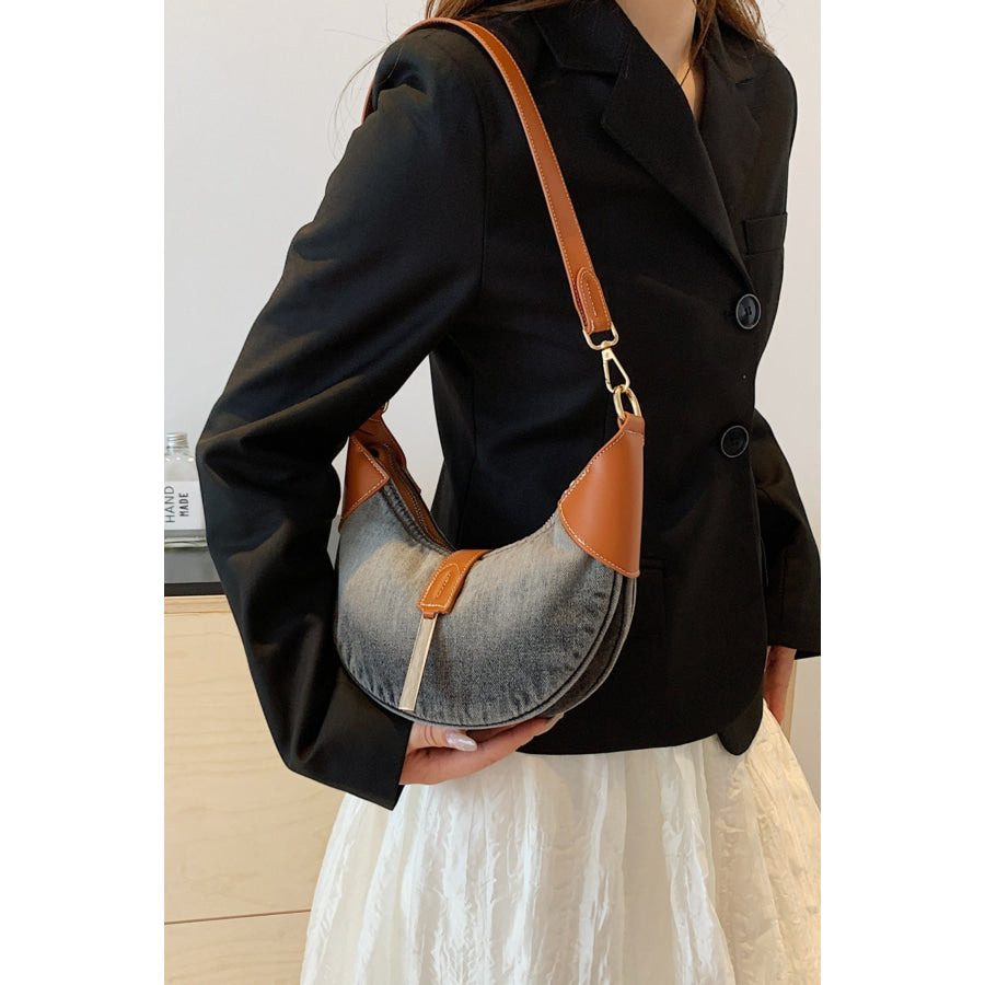 Contrast Denim Shoulder Bag Apparel and Accessories