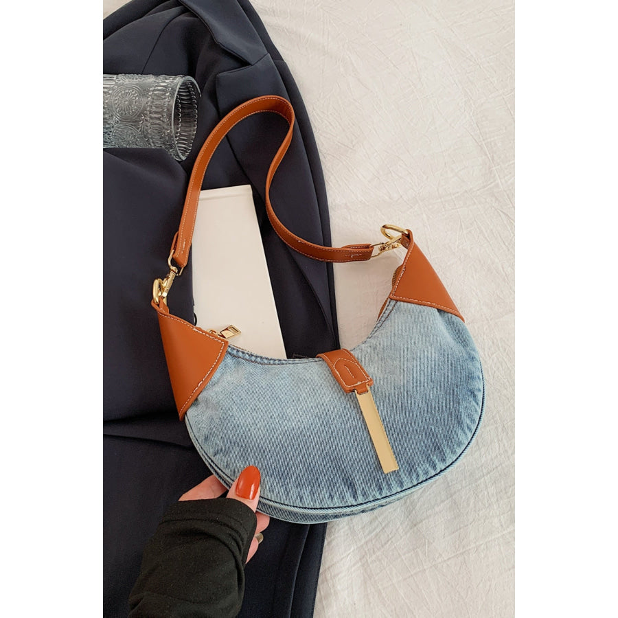 Contrast Denim Shoulder Bag Apparel and Accessories