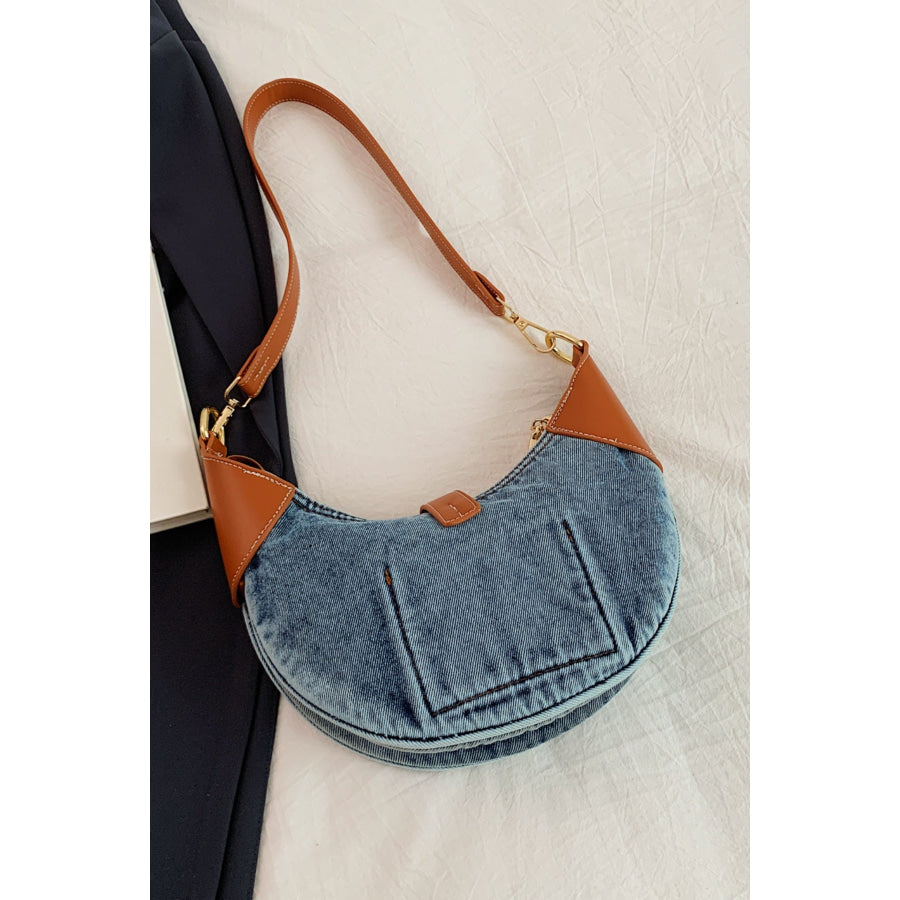 Contrast Denim Shoulder Bag Apparel and Accessories