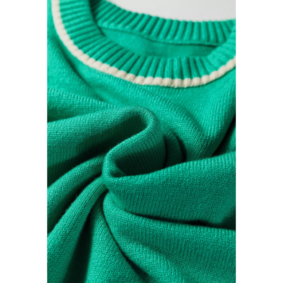 Contrast Detail Drop Shoulder Baggy Sweater Apparel and Accessories