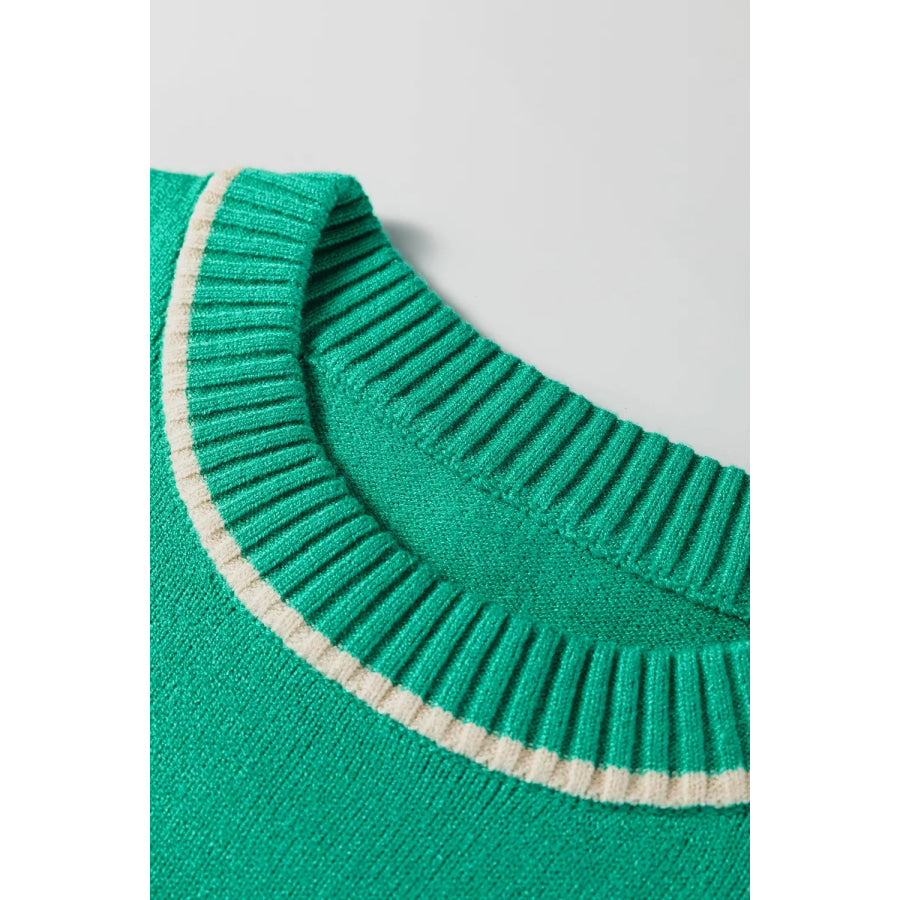Contrast Detail Drop Shoulder Baggy Sweater Apparel and Accessories