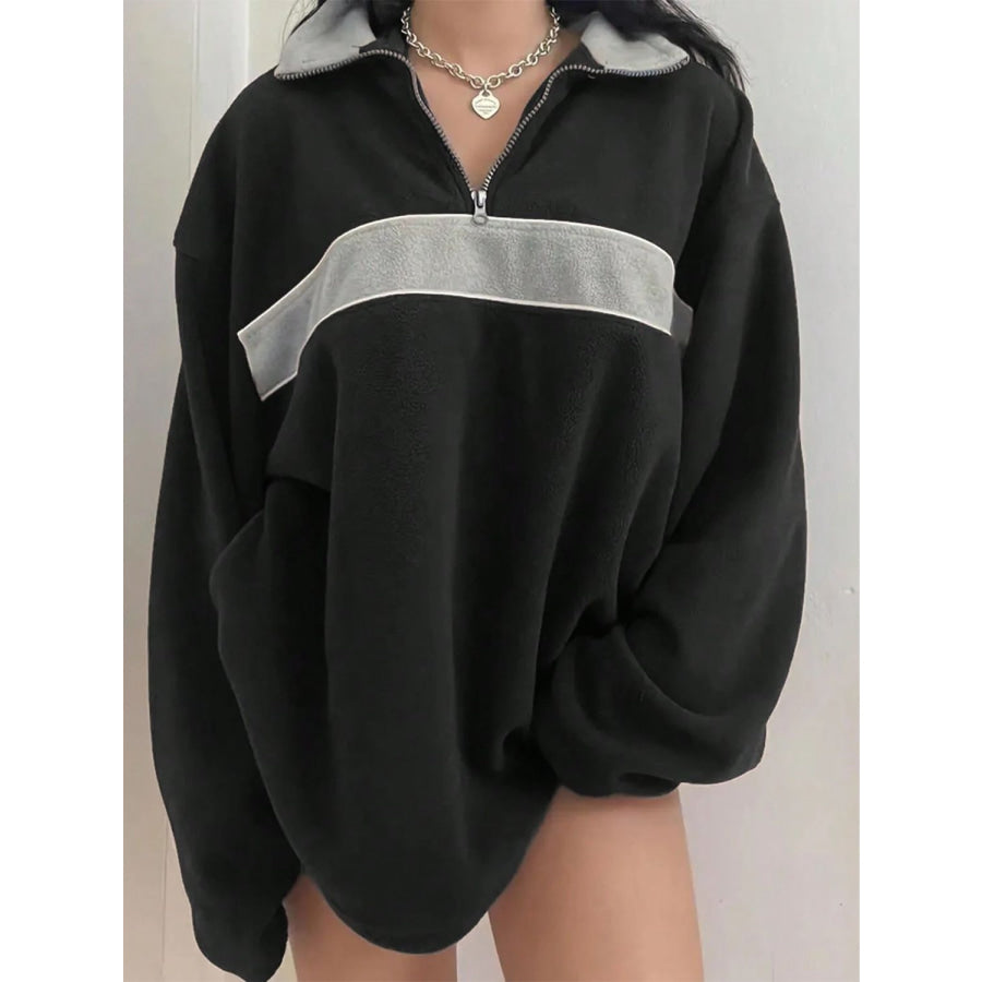 Contrast Dropped Shoulder Long Sleeve Sweatshirt Apparel and Accessories