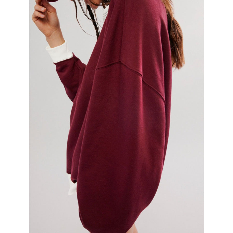 Contrast Dropped Shoulder Long Sleeve Sweatshirt Apparel and Accessories