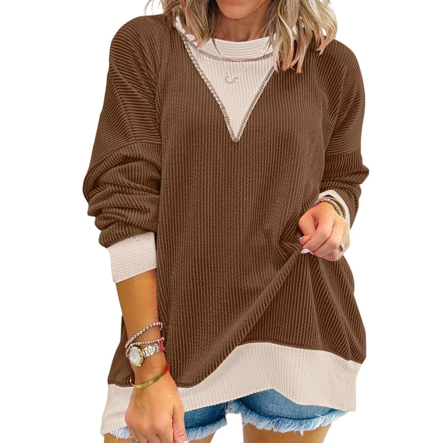 Contrast Dropped Shoulder Sweatshirt Apparel and Accessories