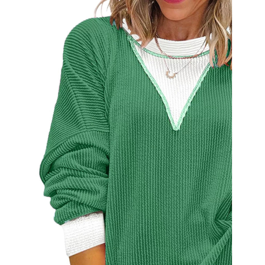 Contrast Dropped Shoulder Sweatshirt Apparel and Accessories