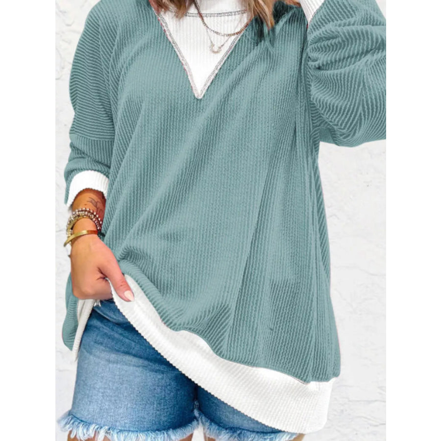 Contrast Dropped Shoulder Sweatshirt Apparel and Accessories