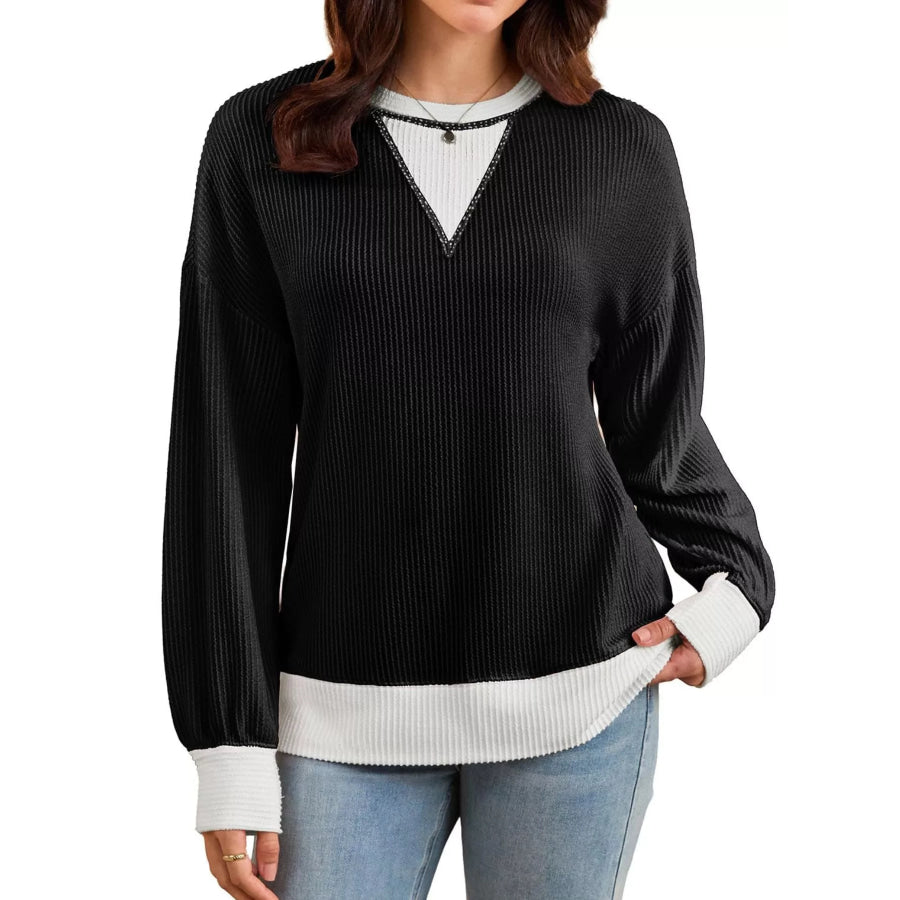 Contrast Dropped Shoulder Sweatshirt Apparel and Accessories