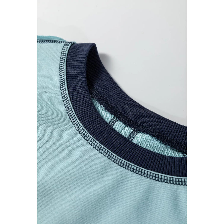 Contrast Edge Colorblock Patchwork Crop Sweatshirt Apparel and Accessories