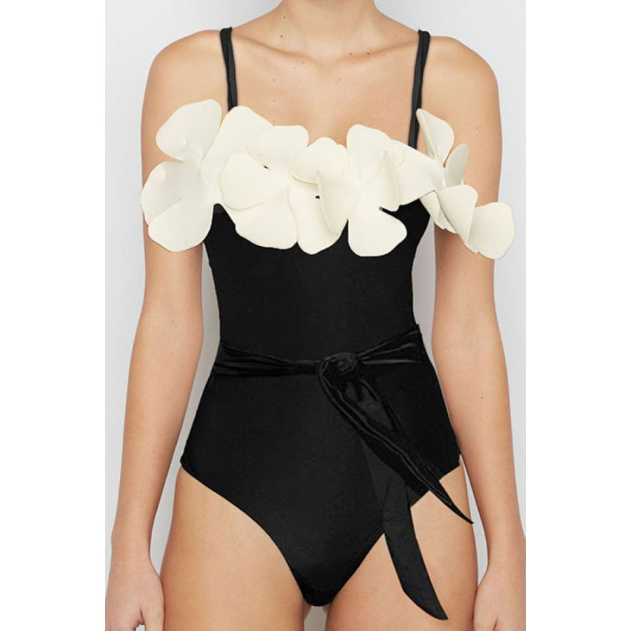 Contrast Flower Detail One-Piece Swimsuit