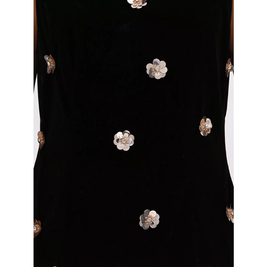 Contrast Flower Sleeveless Tulle Maxi Dress Apparel and Accessories