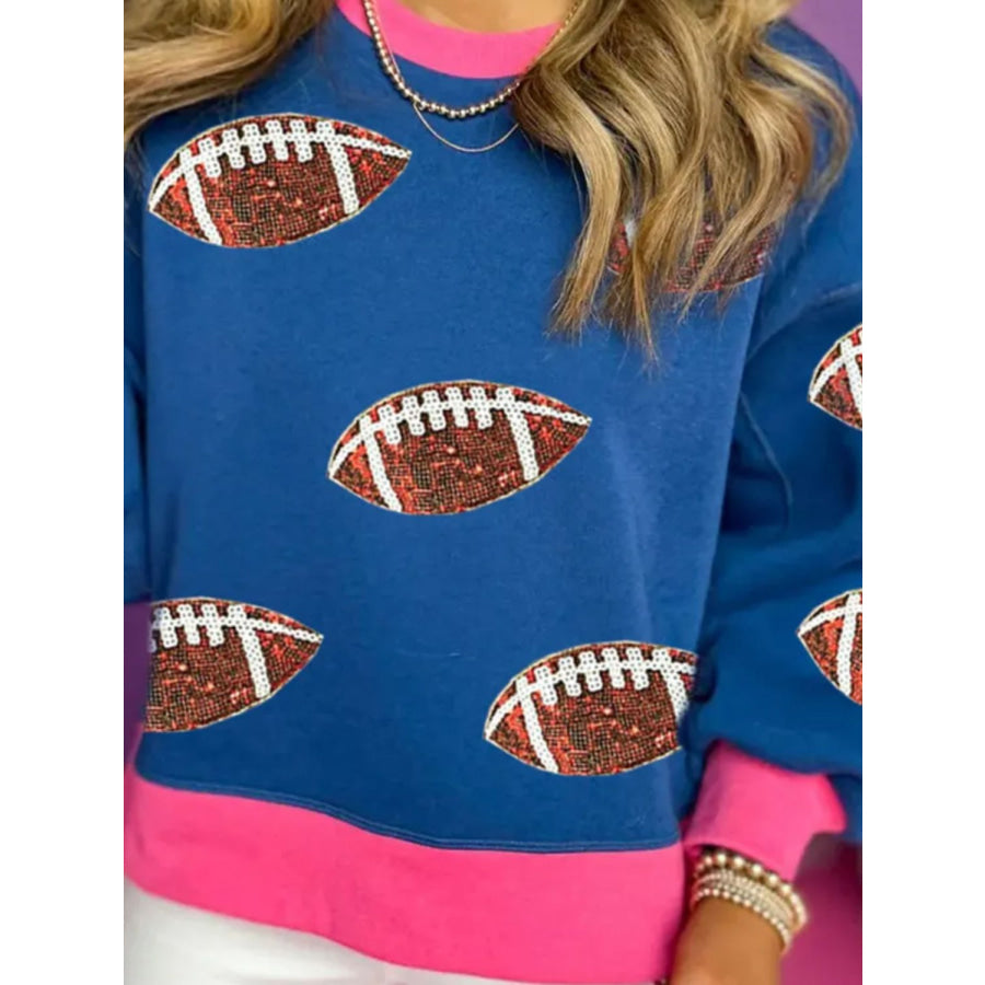 Contrast Football Long Sleeve Sweatshirt Apparel and Accessories