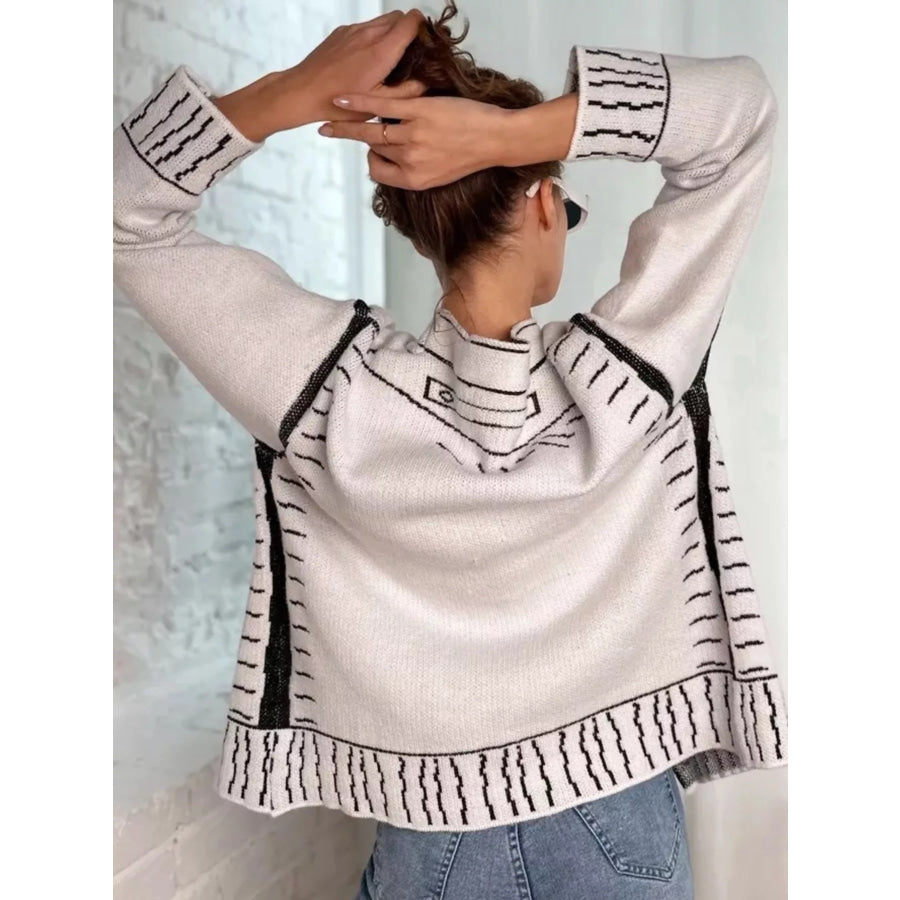 Contrast Graphic V-Neck Button-Down Cardigan Apparel and Accessories