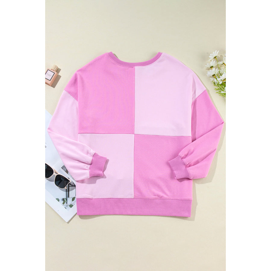 Contrast Half Button Long Sleeve Sweatshirt Apparel and Accessories