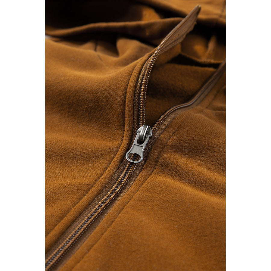 Contrast Half Zip Long Sleeve Hoodie Apparel and Accessories