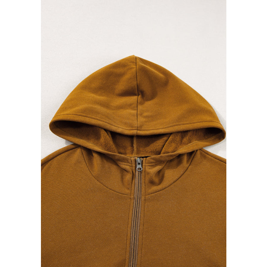 Contrast Half Zip Long Sleeve Hoodie Apparel and Accessories