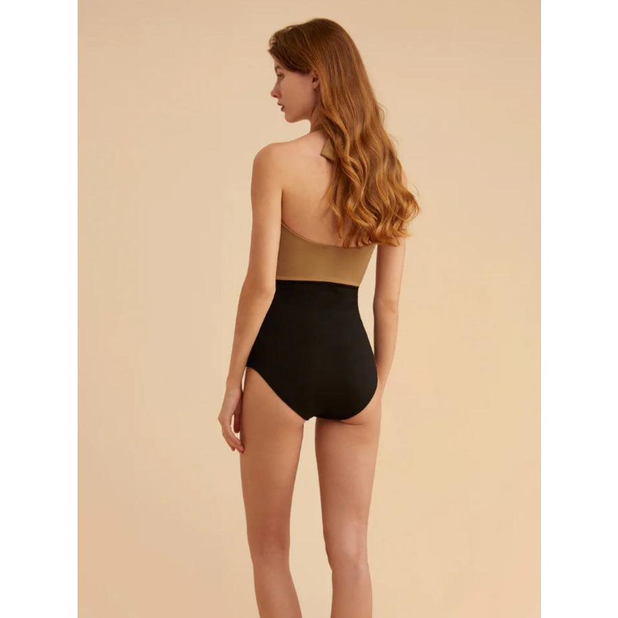 Contrast Halter Neck One - Piece Swimwear Apparel and Accessories