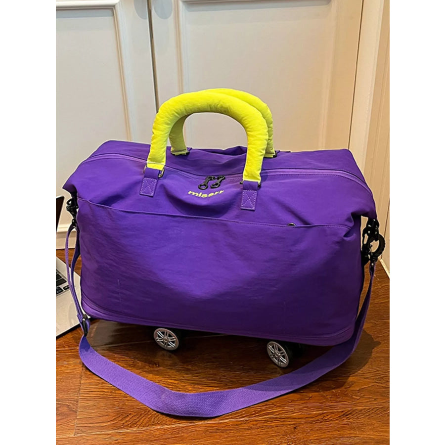 Contrast Handle Travel Bag Purple / One Size Apparel and Accessories