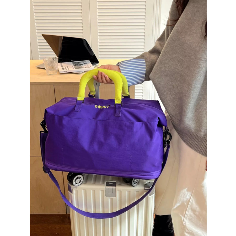 Contrast Handle Travel Bag Purple / One Size Apparel and Accessories