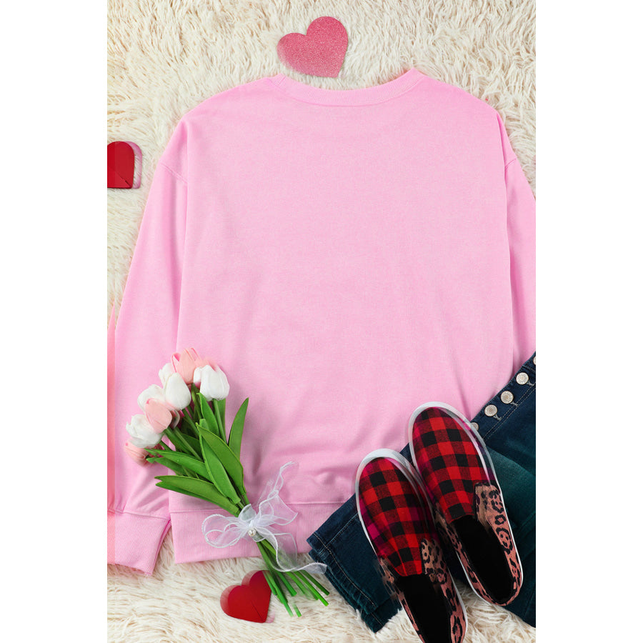 Contrast Heart Long Sleeve Sweatshirt Apparel and Accessories