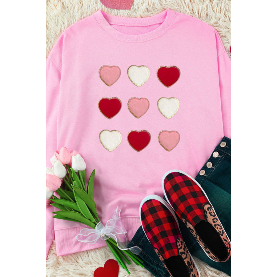 Contrast Heart Long Sleeve Sweatshirt Apparel and Accessories