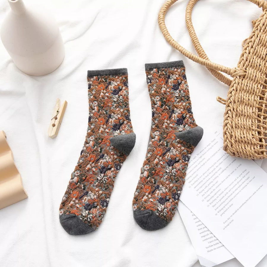 Contrast Heel and Toe Socks Caramel / One Size Apparel and Accessories