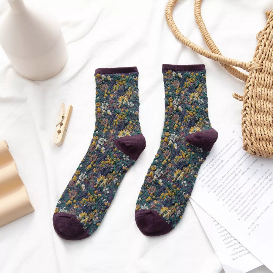 Contrast Heel and Toe Socks Deep Purple / One Size Apparel and Accessories