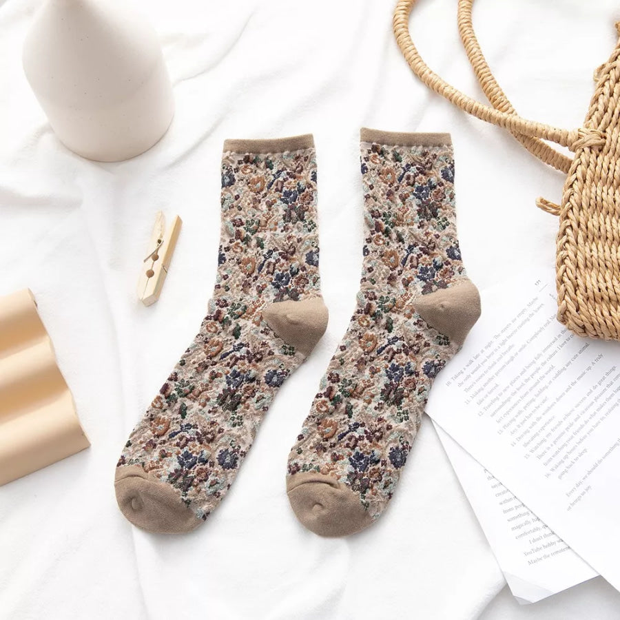 Contrast Heel and Toe Socks Tan / One Size Apparel and Accessories