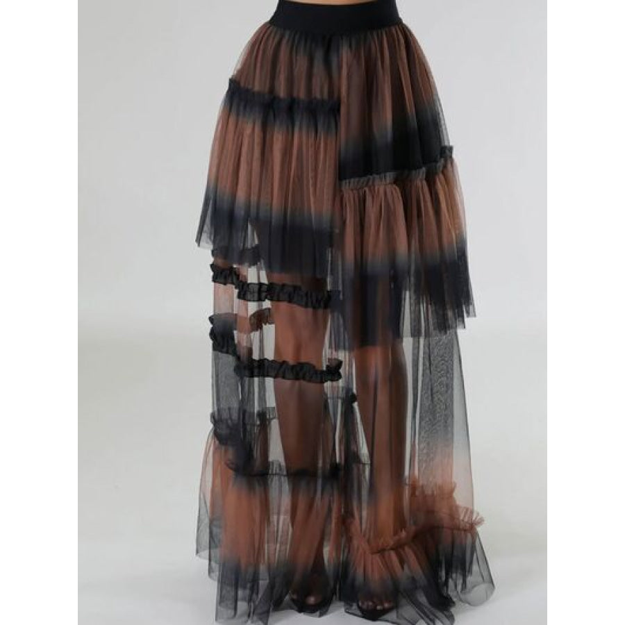 Contrast High Waist Maxi Skirt Chocolate / S Apparel and Accessories