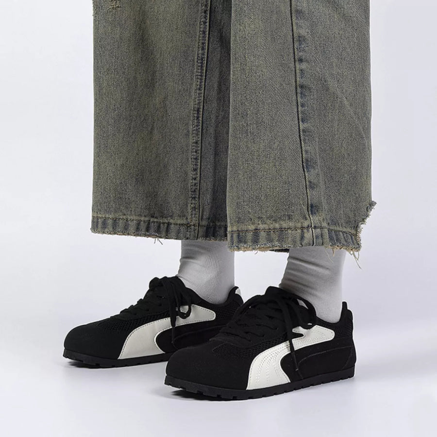 Contrast Lace Up Casual Sneakers Apparel and Accessories