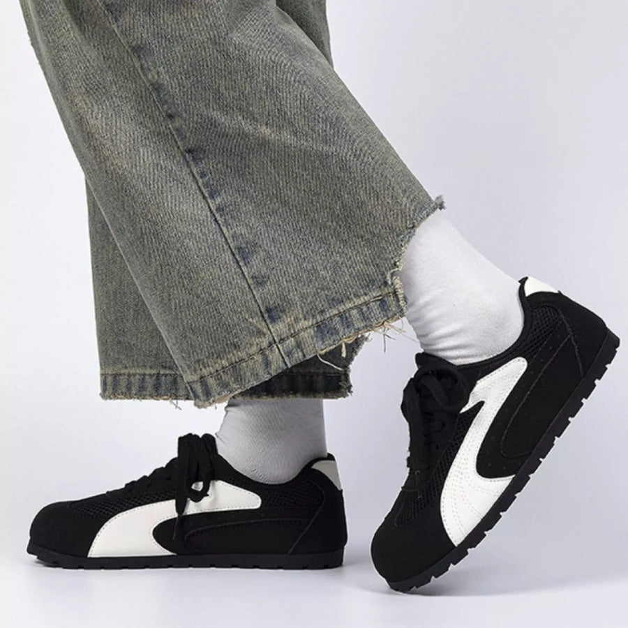 Contrast Lace Up Casual Sneakers Apparel and Accessories
